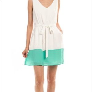 🆕💚PINK OWL!🦉 fully lined white & teal dress